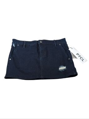 PTCL Dark Wash Distressed Denim Jean Skirt Size Large